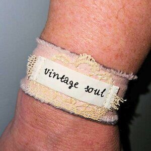 Vintage Soul Pink Bracelet Cuff Boho Hippie Gypsy Old Soul Quote Fabric Comfy